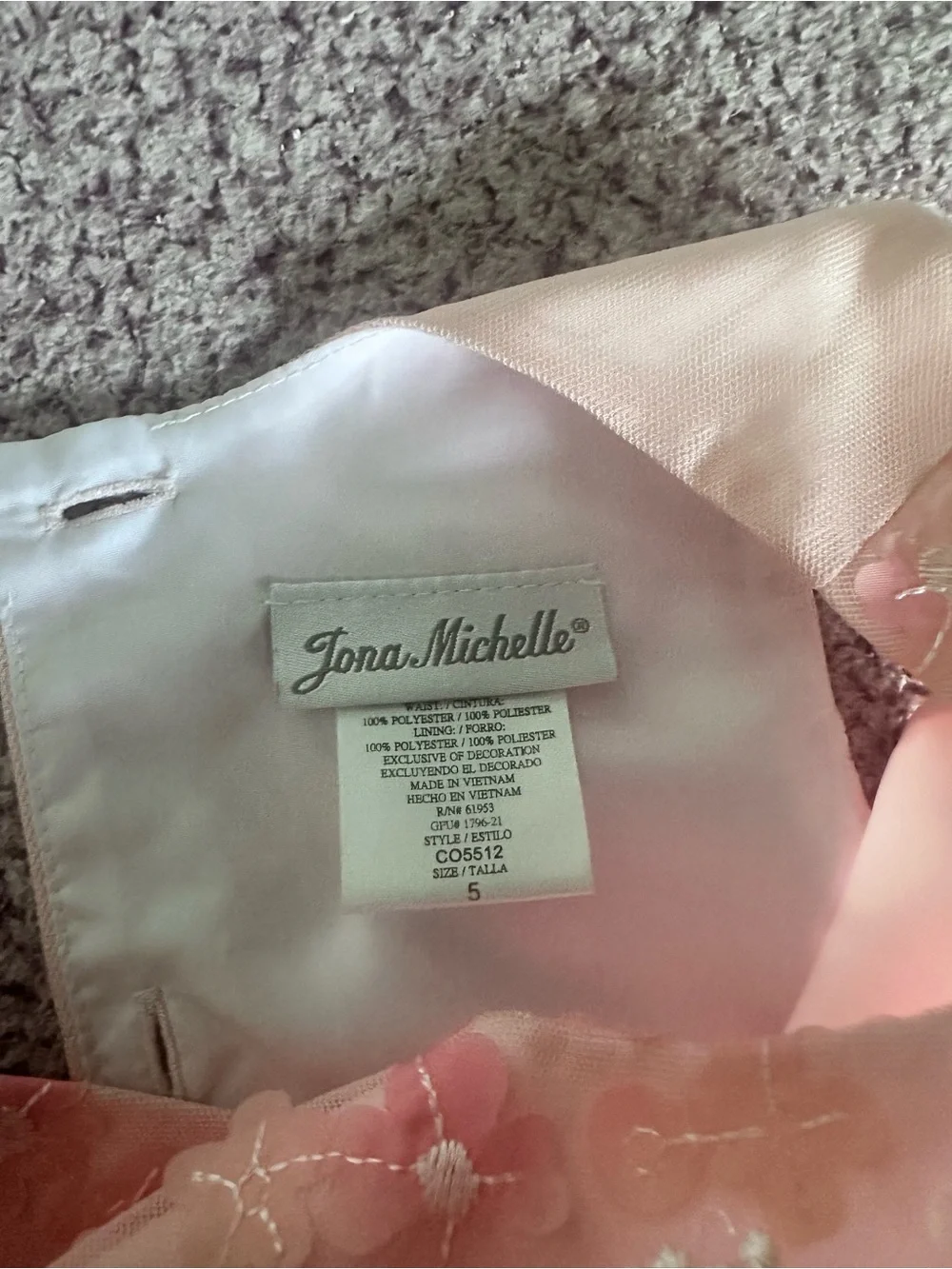 Jona Michelle Pink and Cream Floral Party Dress with Bow